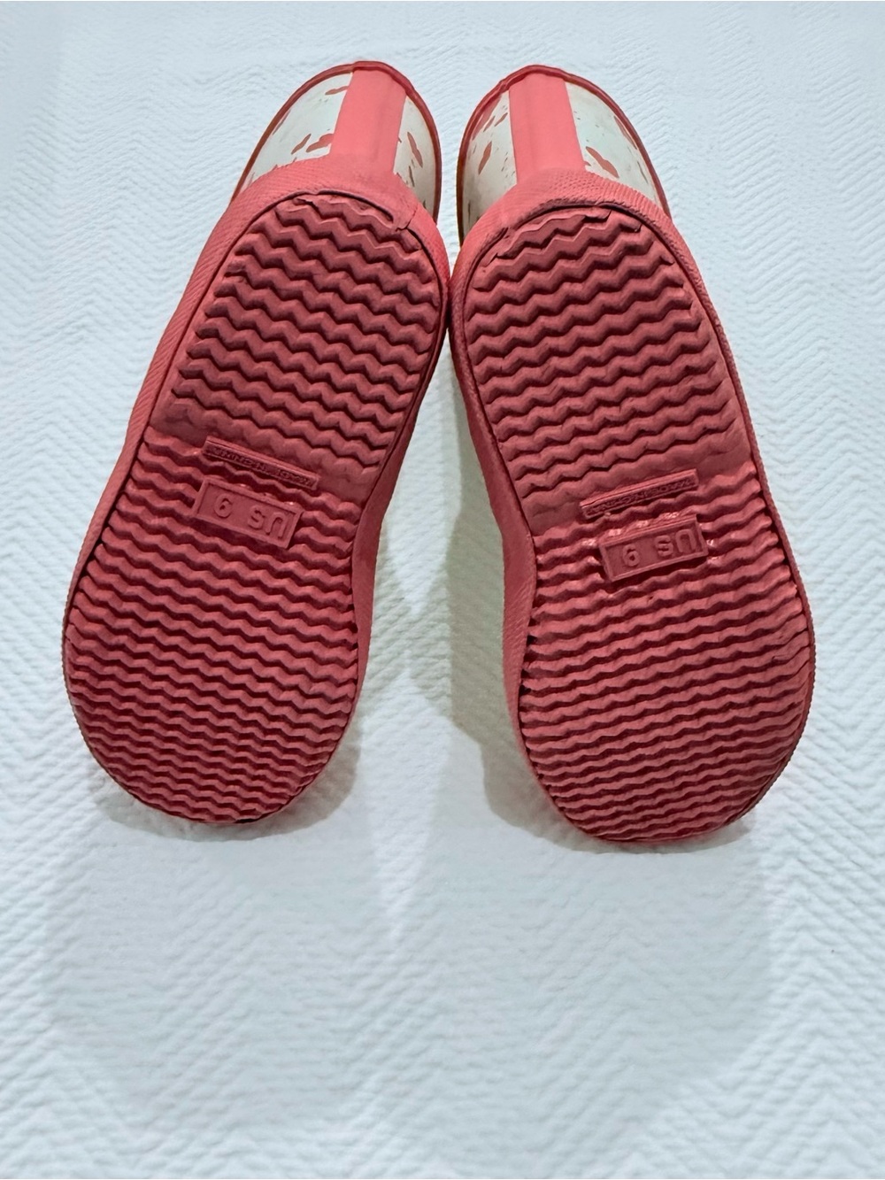 Hunter Kids Rain Boots, Ivory with Pink Hearts, Size 9 - Picture 8 of 12